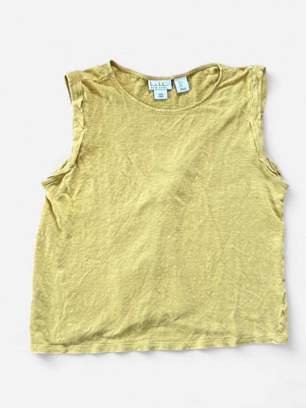 Sleeveless Crewneck boho linen Tank Top / shirt - Yellow